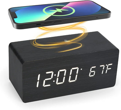 Multifunctional LED Digital Alarm Clock with Wireless Charging