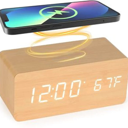 Multifunctional LED Digital Alarm Clock with Wireless Charging
